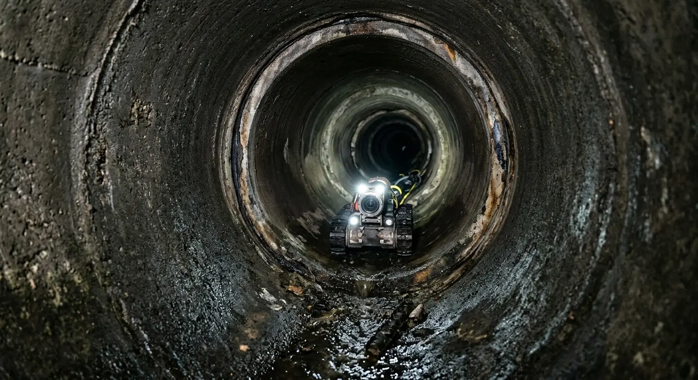 Robotic sewer camera inspecting pipe interior for Drain Snake Service in Rocklin